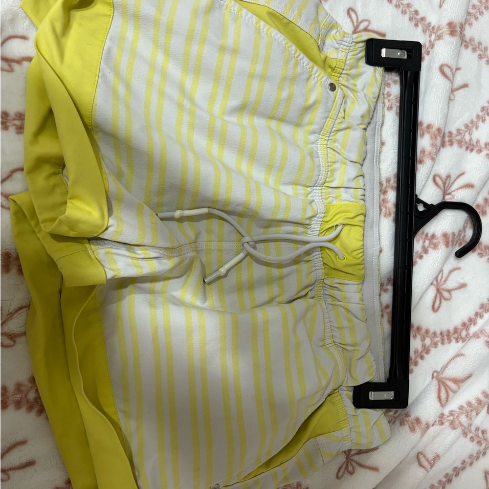 Lululemon Athletica Yellow and White Striped Athletic Shorts size 10